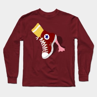 Vintage Sticky Shoe Design Long Sleeve T-Shirt